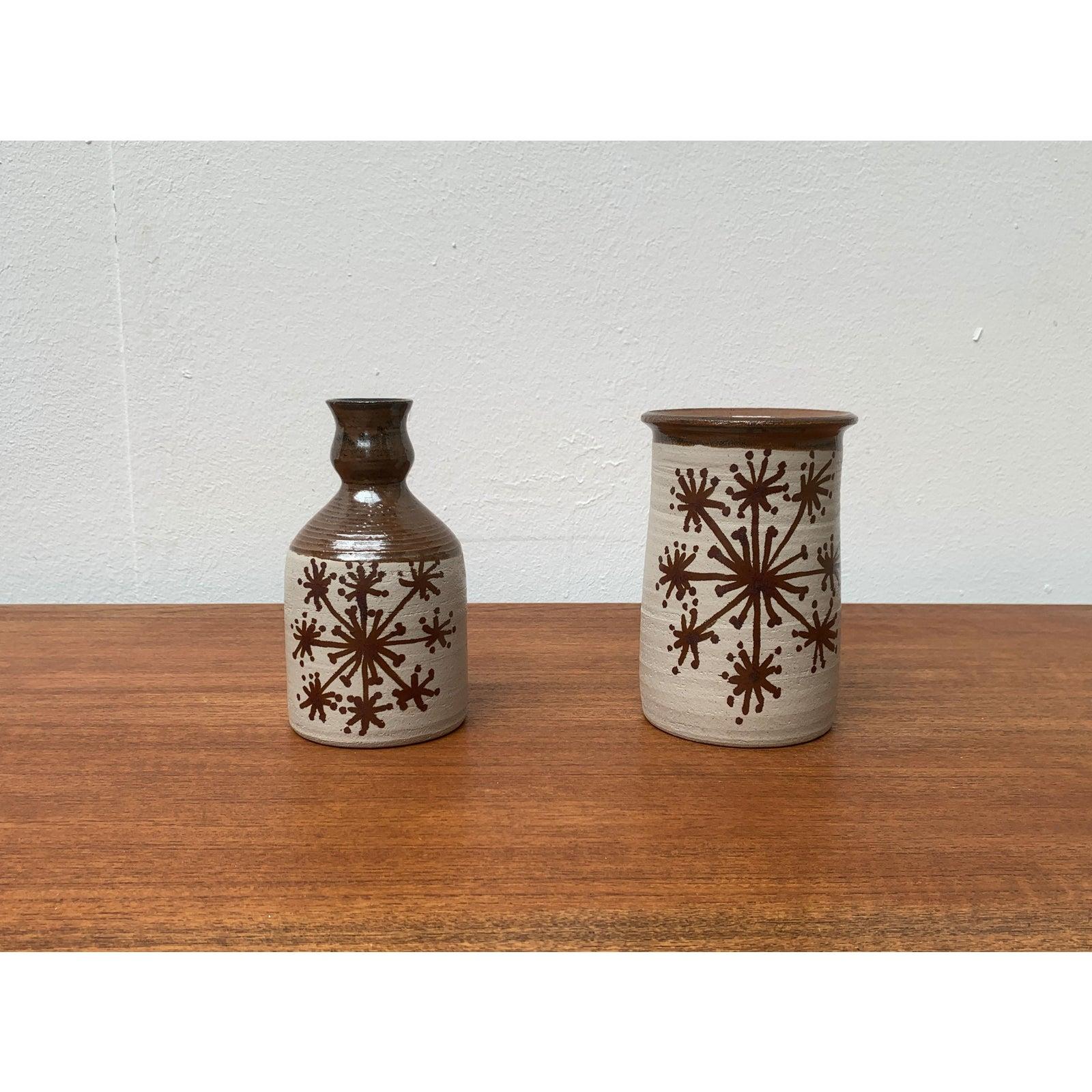 2er-Set dänische Keramikflasche und Vase aus der Mitte des Jahrhunderts von Ebeltoft Pottery, 1960er Jahre (20. Jahrhundert) im Angebot