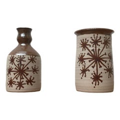 Set di 2 bottiglie e vasi in ceramica danese di metà secolo di Ebeltoft Pottery, anni '60