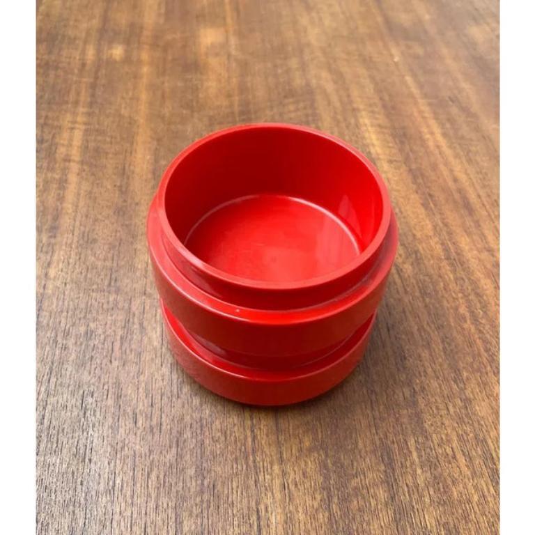 Set of 2 Mid-Century Danish Space Age Red Stacking Bowls from Nordsted, 1960s For Sale 5