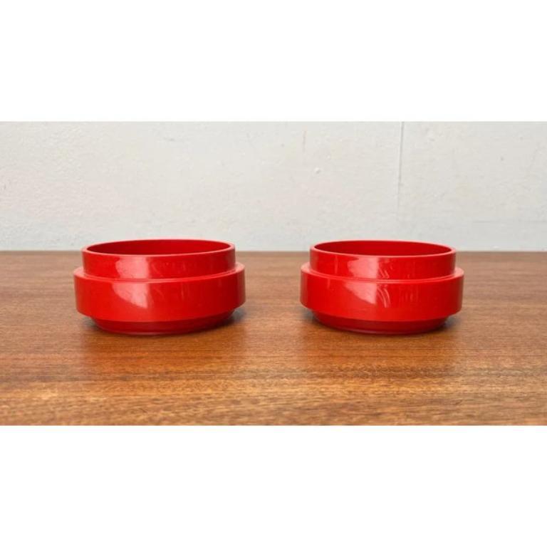 Mid-Century Danish Space Age Red Stacking Bowls from Nordsted Design, 1960s, Set of 2, in Very Good conditions. Designed 1960 to 1969 This piece has an attribution mark, It is completely authentic for any authenticity issues arising from