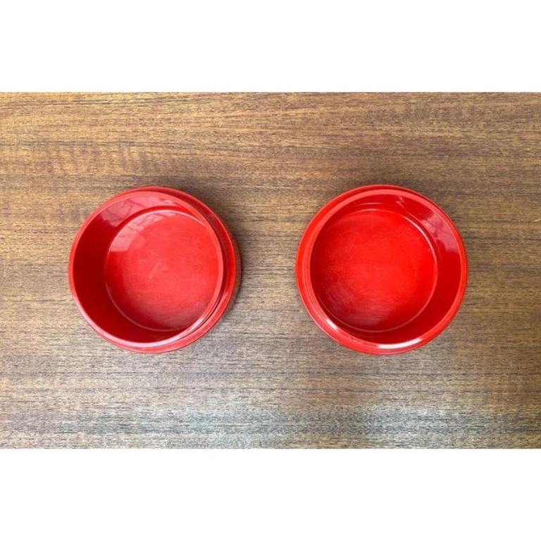 Set of 2 Mid-Century Danish Space Age Red Stacking Bowls from Nordsted, 1960s In Excellent Condition For Sale In Hamburg, DE
