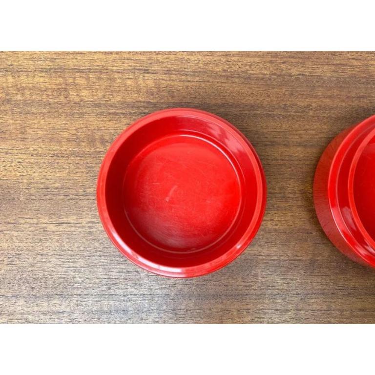 Plastic Set of 2 Mid-Century Danish Space Age Red Stacking Bowls from Nordsted, 1960s For Sale