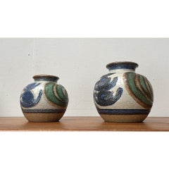 Juego de 2 jarrones esféricos daneses de mediados de siglo de Studio Pottery de Søholm, años 60