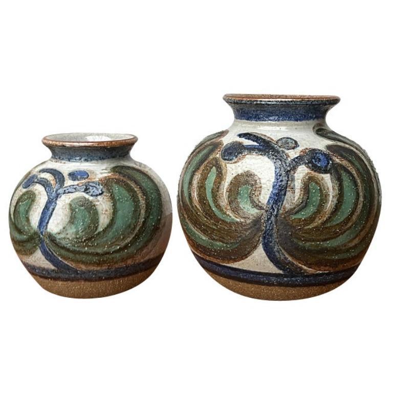 Satz von 2 Kugelvasen aus dänischer Studio Pottery aus der Jahrhundertmitte von Søholm, 1960er Jahre