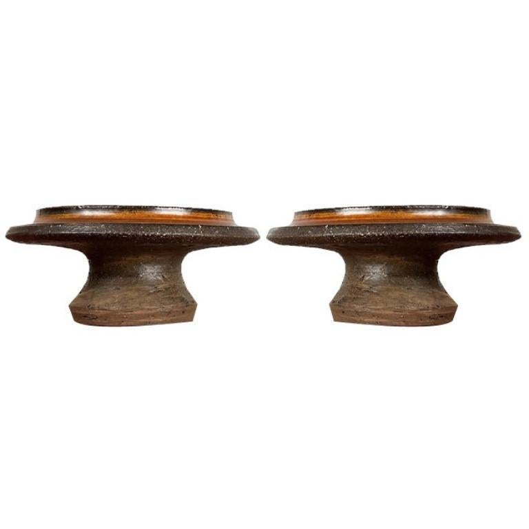 Set di 2 portacandele in Studio Pottery danese del 1960 di Lise Eder, metà secolo.