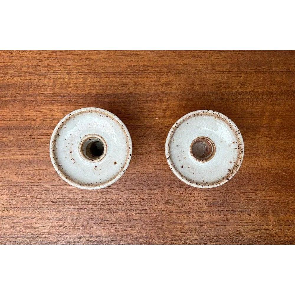 Mid-Century moderno Set di 2 portacandele in Studio Pottery danese di metà secolo, anni '60 in vendita