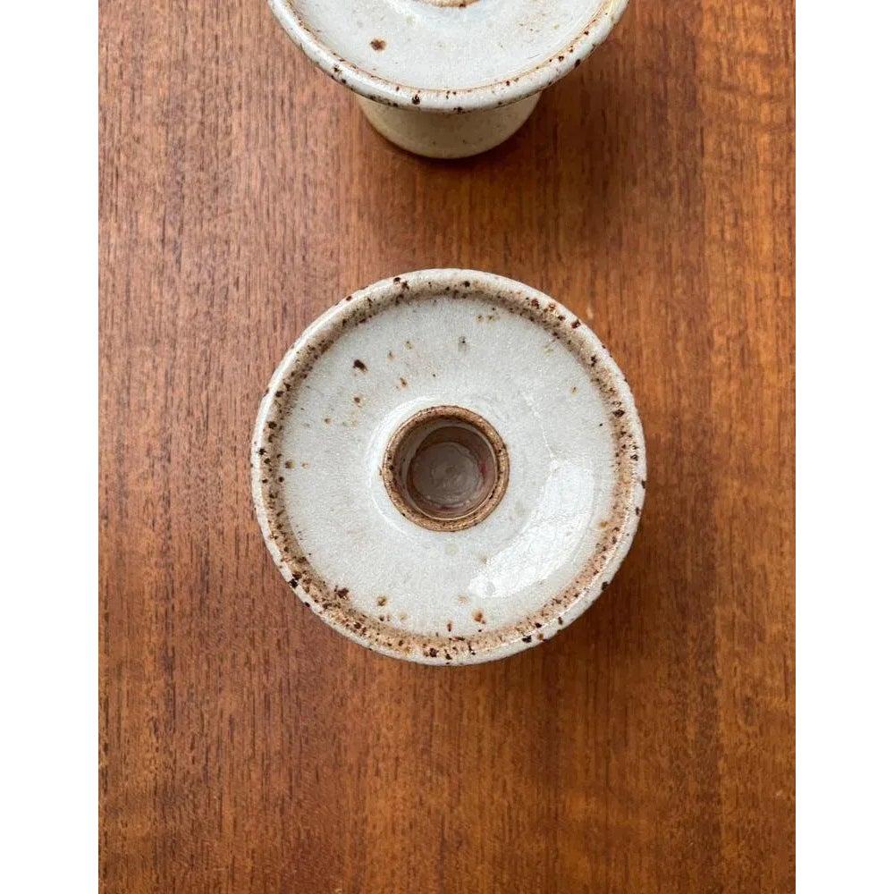 Ceramica Set di 2 portacandele in Studio Pottery danese di metà secolo, anni '60 in vendita