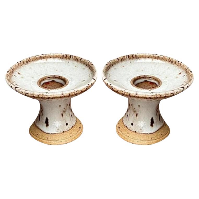 Set di 2 portacandele in Studio Pottery danese di metà secolo, anni '60