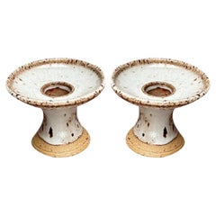 Set of 2 Mid-Century Danish Studio Pottery Candleholders, 1960s