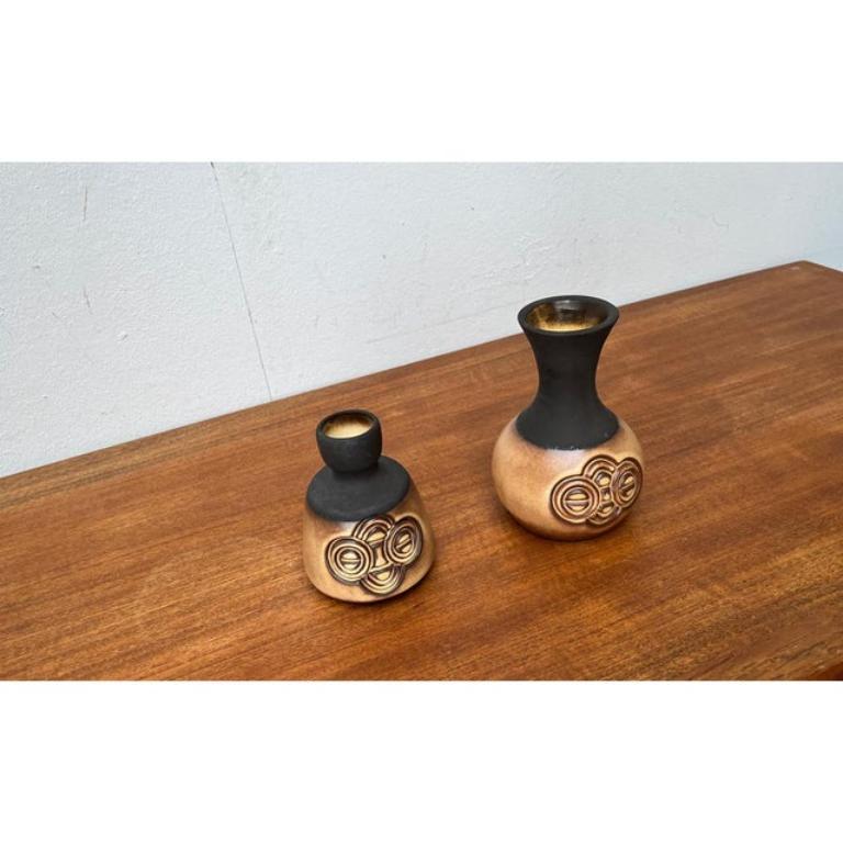 Mid-Century moderno Set di 2 vasi in Studio Pottery danese di metà secolo di Frank Keramik, anni '60 in vendita