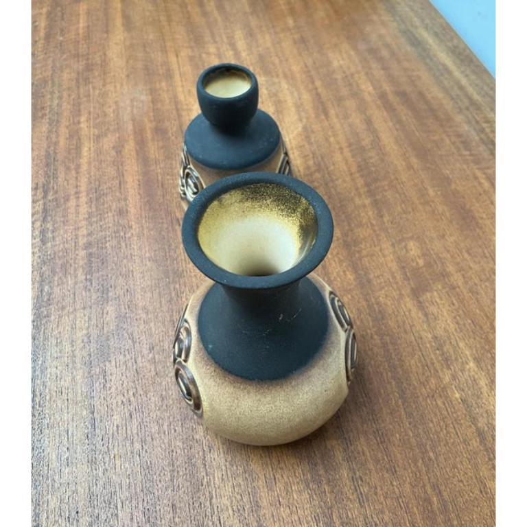 Ceramica Set di 2 vasi in Studio Pottery danese di metà secolo di Frank Keramik, anni '60 in vendita