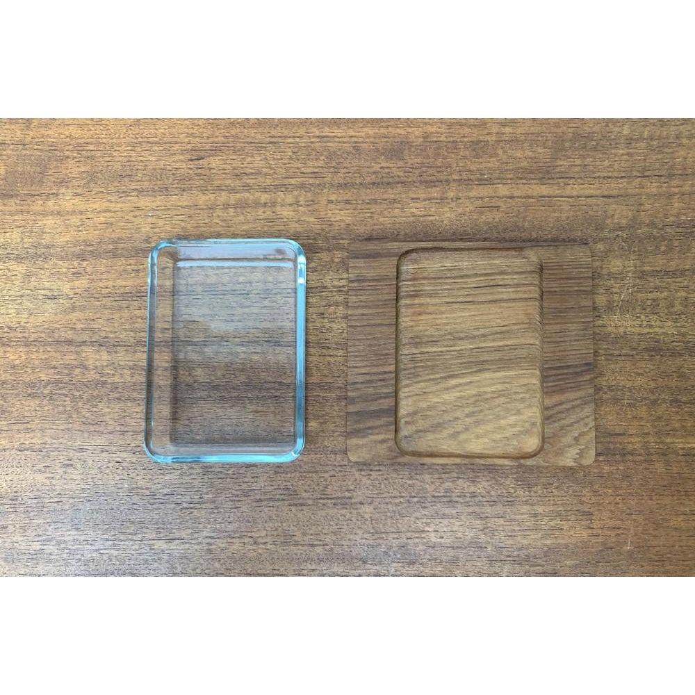 2er-Set dänisches Teakholz-Tablett mit Glas aus der Jahrhundertmitte, 1960er im Angebot 4