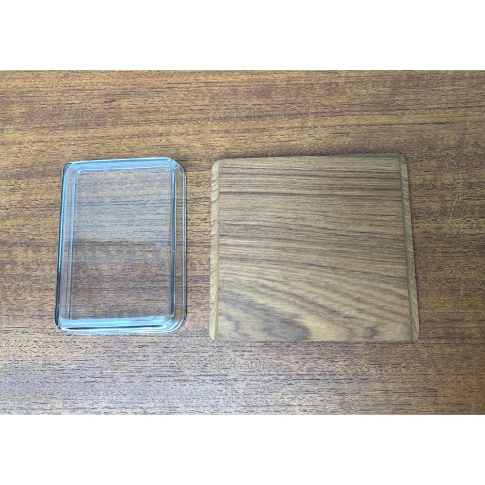 2er-Set dänisches Teakholz-Tablett mit Glas aus der Jahrhundertmitte, 1960er (Dänisch) im Angebot