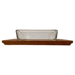 Set of 2 Mid-Century Danish Teak Tray with Glass, 1960s