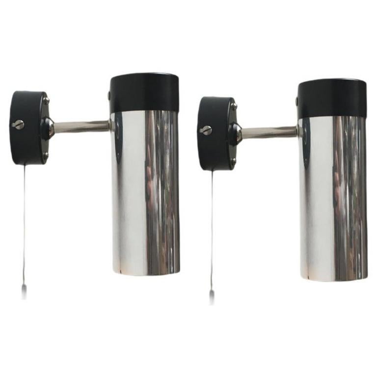 Set of 2 Mid-Century Dutch Minimalist Wall Lamps by H. Busquet, 1960s