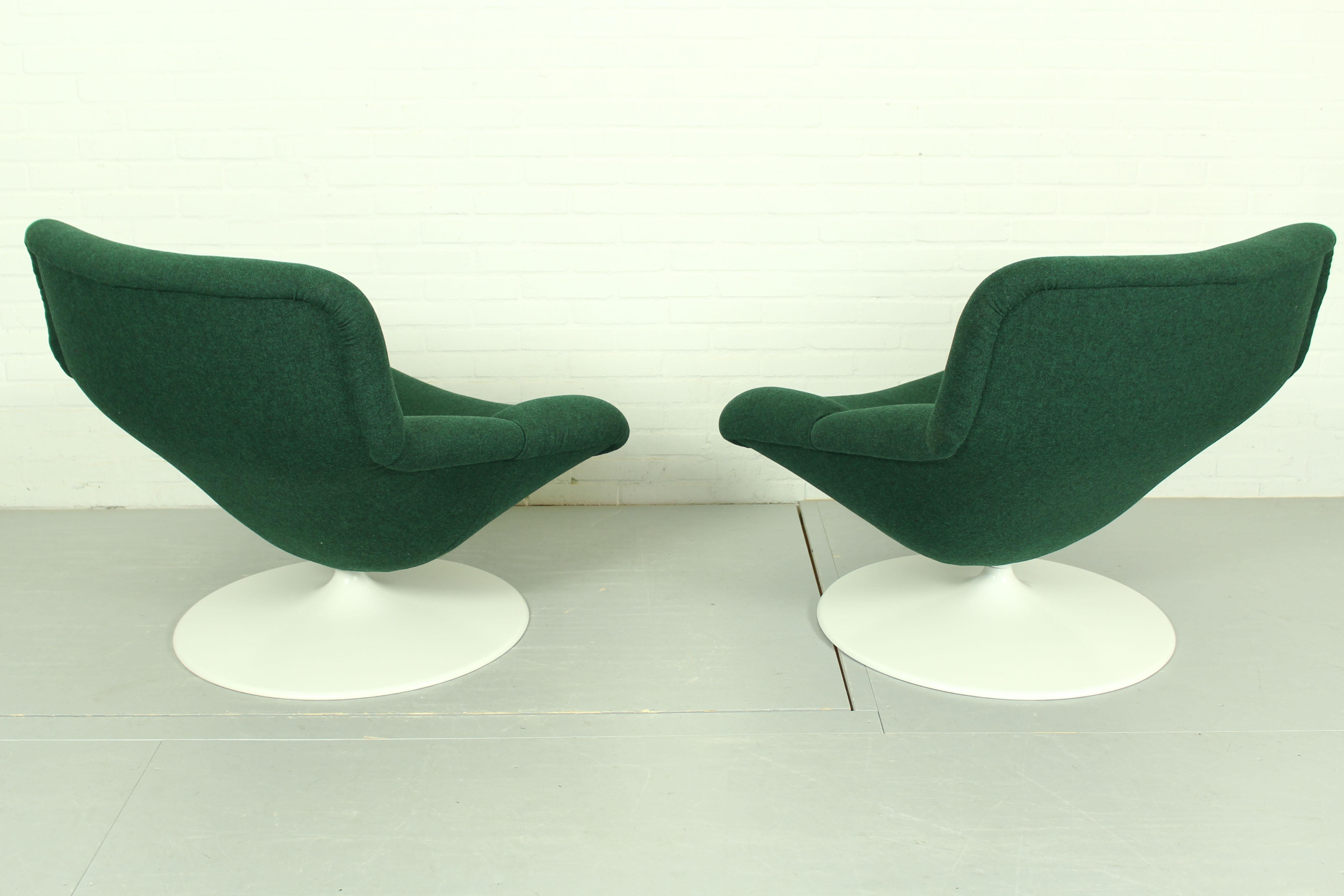 Set of 2 Midcentury F518 Lounge Swivel Chairs by Geoffrey Harcourt for Artifort In Good Condition In Appeltern, Gelderland