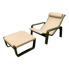 Set of Mid-Century Pulkka Lounge Chair with Ottoman, Ilmari Lappalainen, Asko