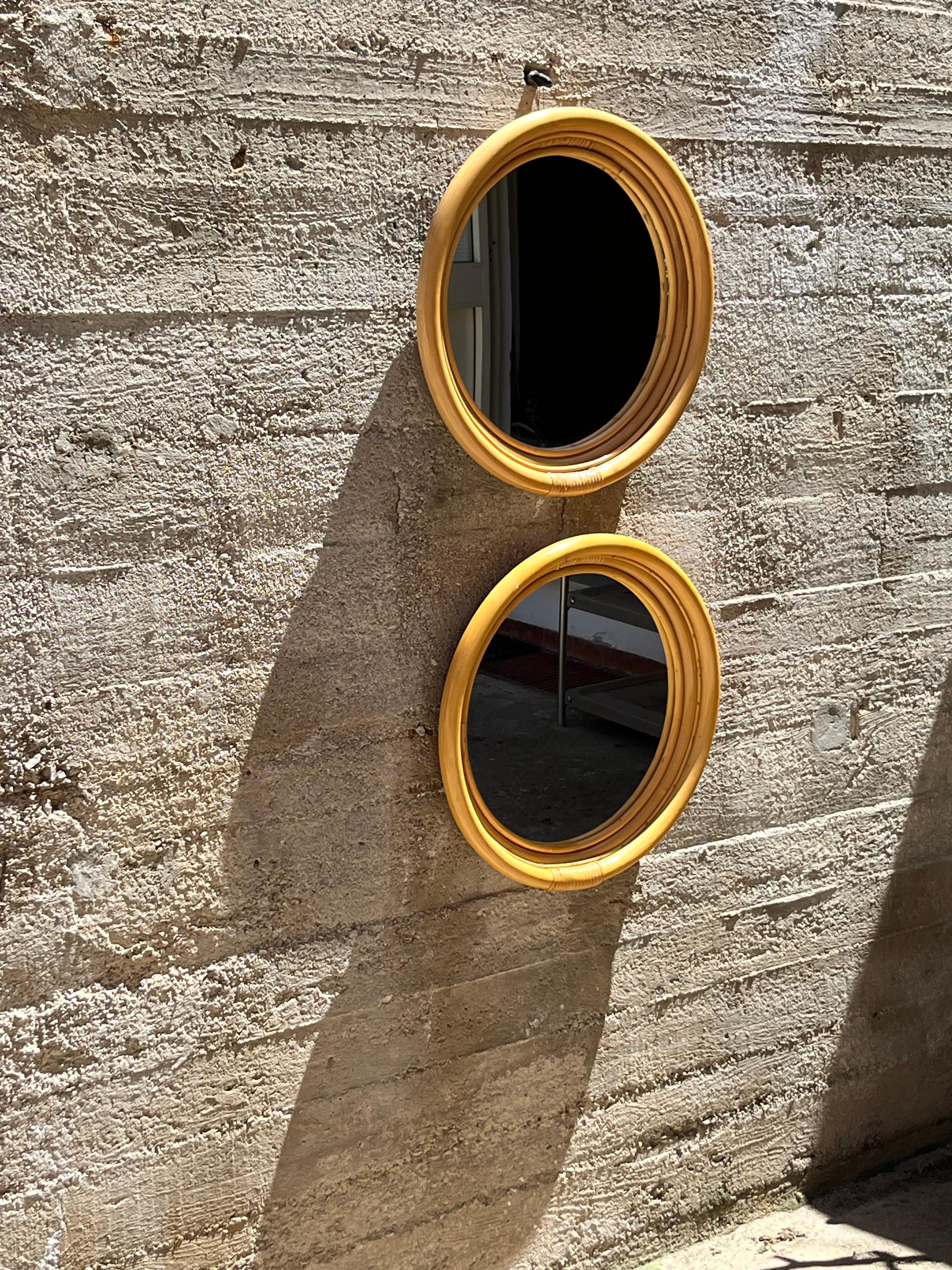 Ensemble de 2 miroirs muraux en bambou de la Côte d'Azur, France, années 1960 Bon état - En vente à Palermo, IT
