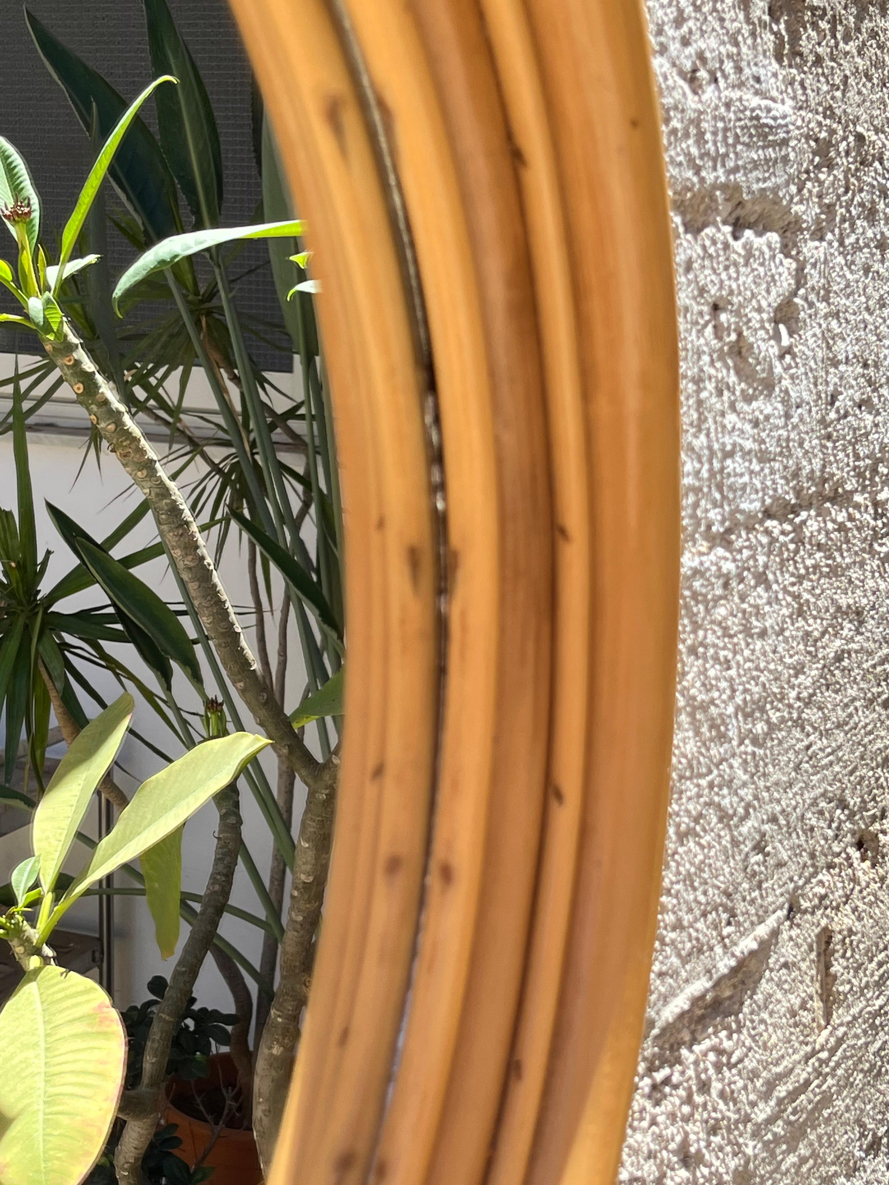Bambou Ensemble de 2 miroirs muraux en bambou de la Côte d'Azur, France, années 1960 en vente