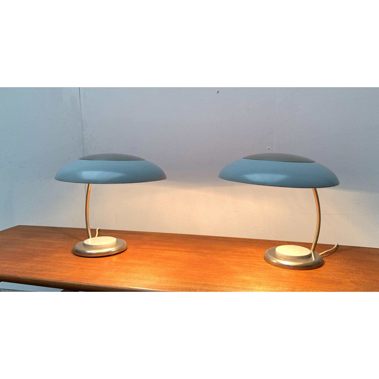 Set di 2 lampade da tavolo della DDR di metà secolo di VEB Leuchtenbau, Lengefeld, anni '60 in vendita 3