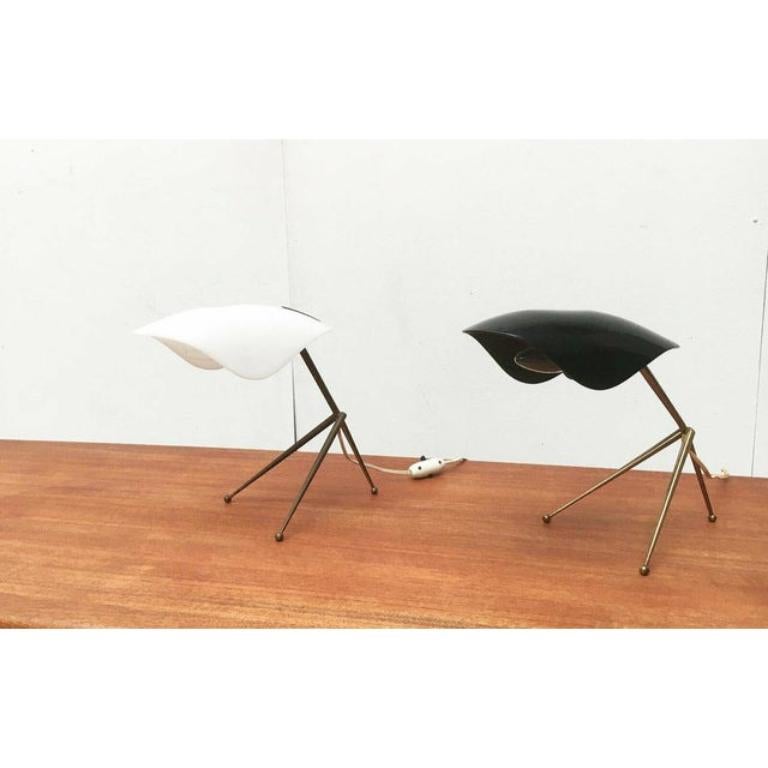 Mid-Century Modern Set of 2 Mid-Century German Acryl and Brass Tripod Table Lamp from Cosack, 1960s For Sale