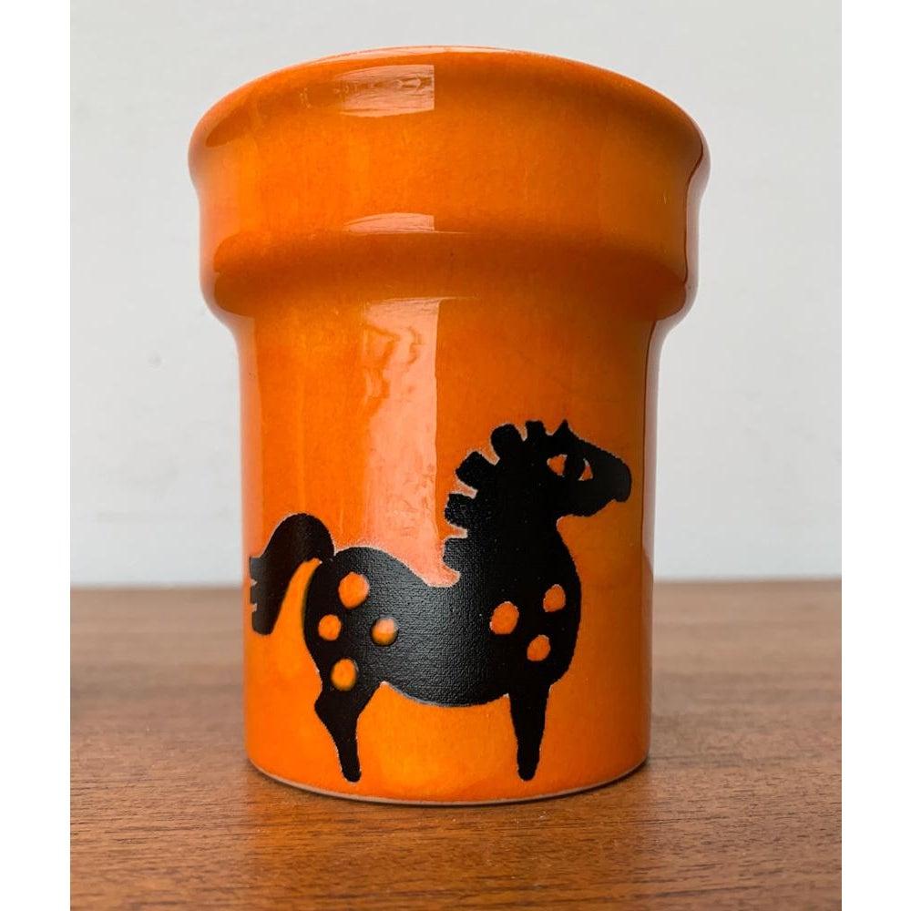 Set di 2 vasi in ceramica tedesca di metà secolo con design di gufi e cavalli, anni '60 in vendita 3