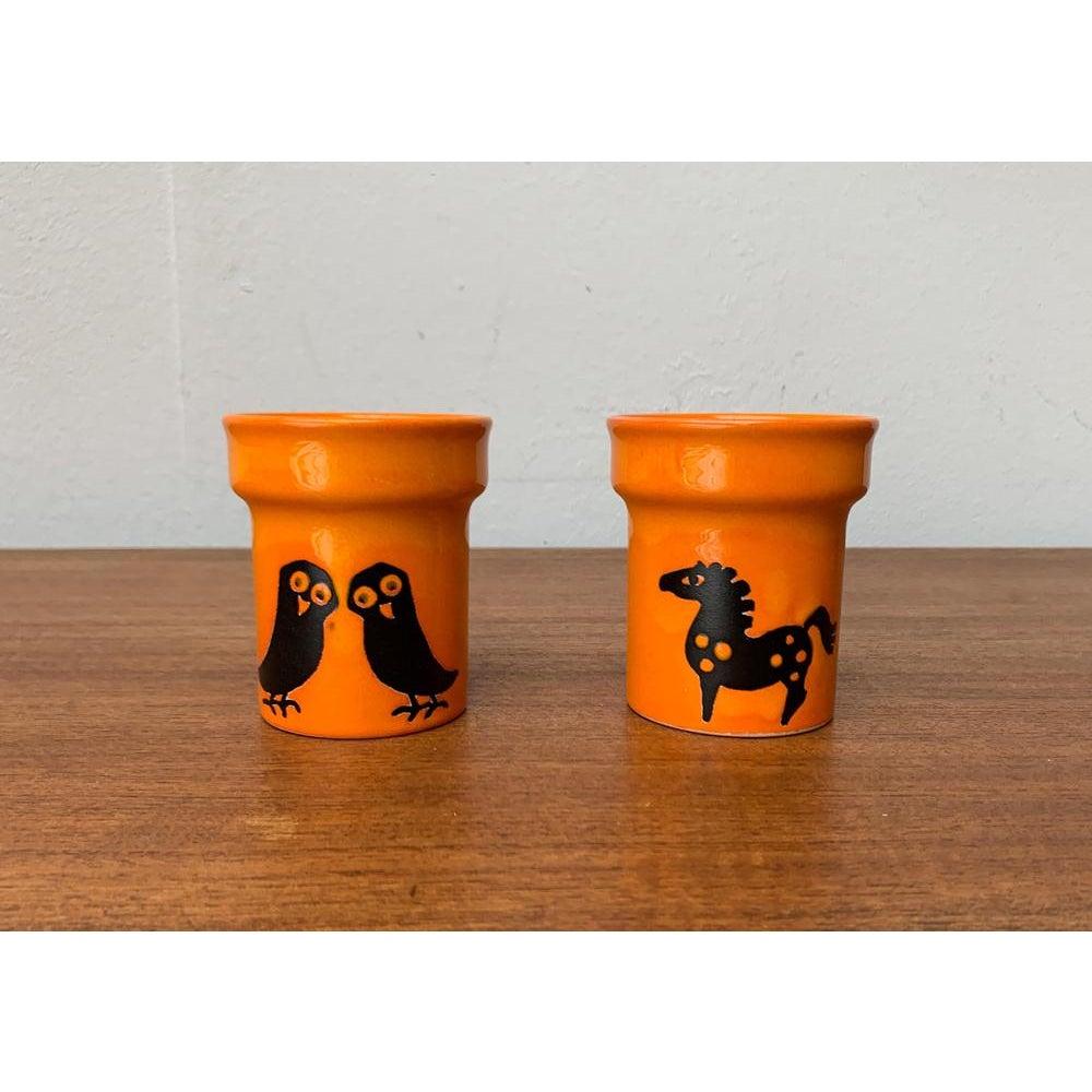 Set di 2 vasi in ceramica tedesca di metà secolo con design di gufi e cavalli, anni '60 in vendita 5