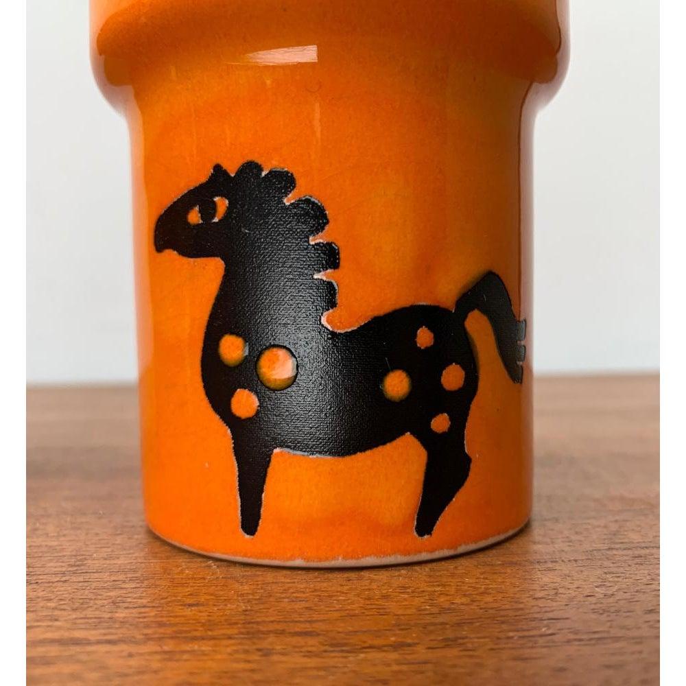 Mid-Century moderno Set di 2 vasi in ceramica tedesca di metà secolo con design di gufi e cavalli, anni '60 in vendita