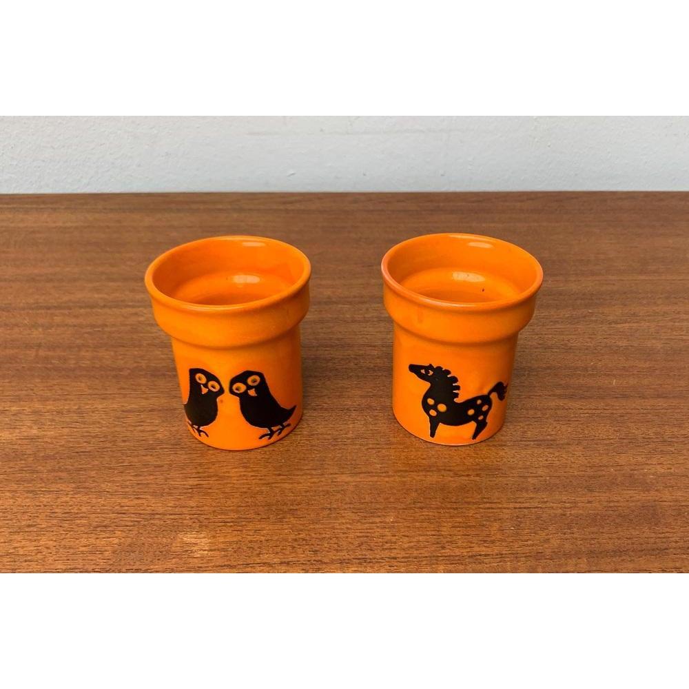 XX secolo Set di 2 vasi in ceramica tedesca di metà secolo con design di gufi e cavalli, anni '60 in vendita