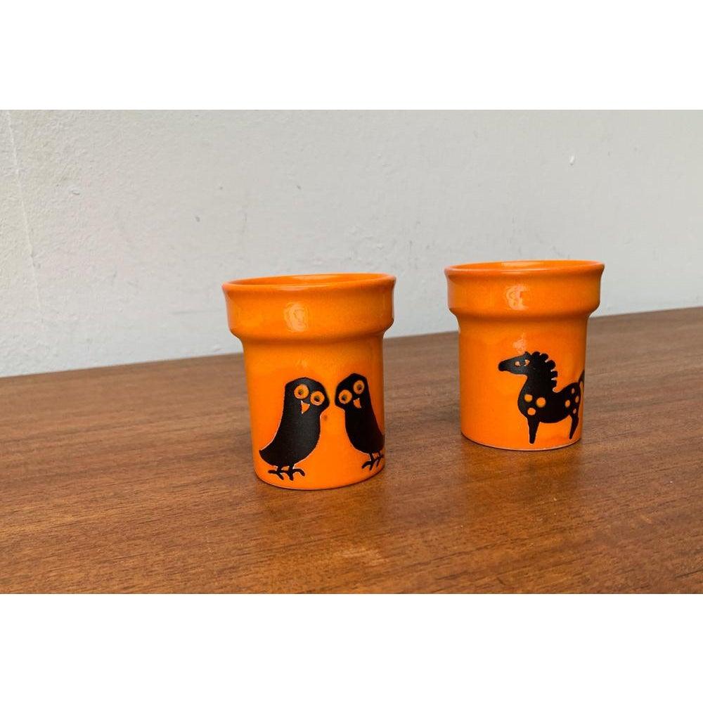 Set di 2 vasi in ceramica tedesca di metà secolo con design di gufi e cavalli, anni '60 in vendita 2