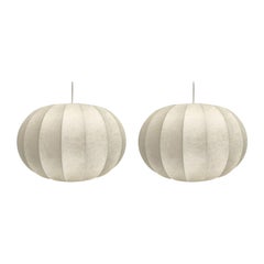 Ensemble de 2 lampes pendantes cocon allemandes du milieu du siècle par Friedel Wauer, années 1960