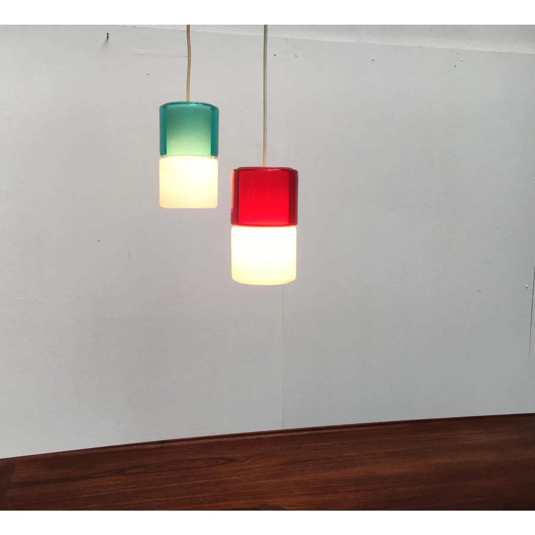 Set of 2 Mid-Century German Glass Pendant Lamps from Peill & Putzler, 1970s For Sale 5