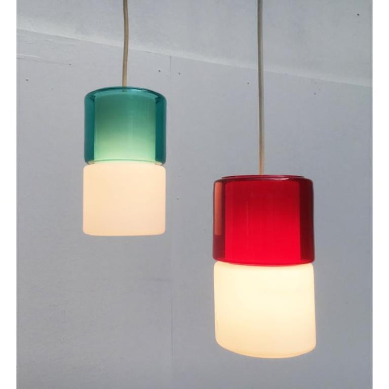 Mid-Century Modern Set of 2 Mid-Century German Glass Pendant Lamps from Peill & Putzler, 1970s For Sale