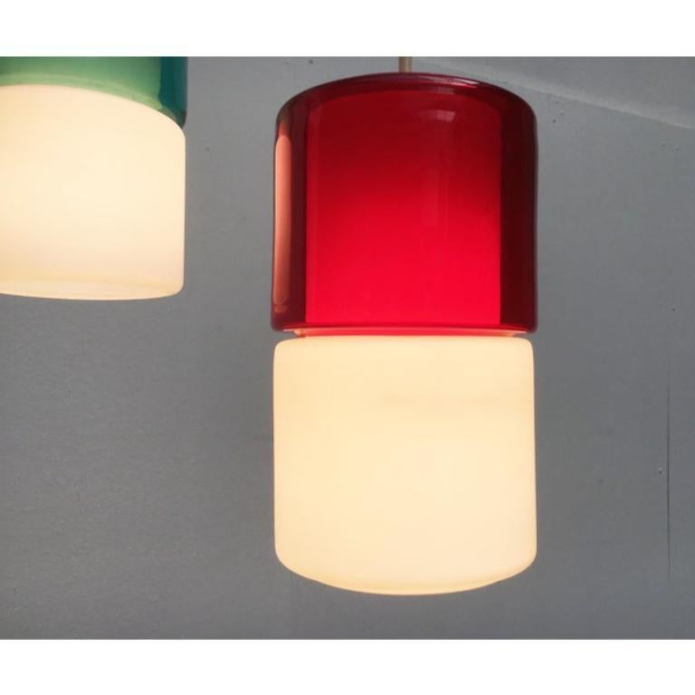 Set of 2 Mid-Century German Glass Pendant Lamps from Peill & Putzler, 1970s For Sale 1