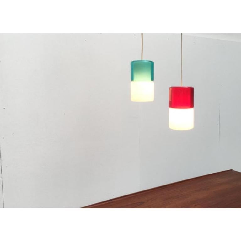Set of 2 Mid-Century German Glass Pendant Lamps from Peill & Putzler, 1970s For Sale 2
