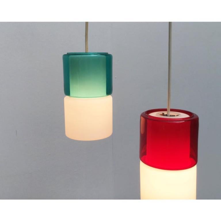 Set of 2 Mid-Century German Glass Pendant Lamps from Peill & Putzler, 1970s For Sale 3