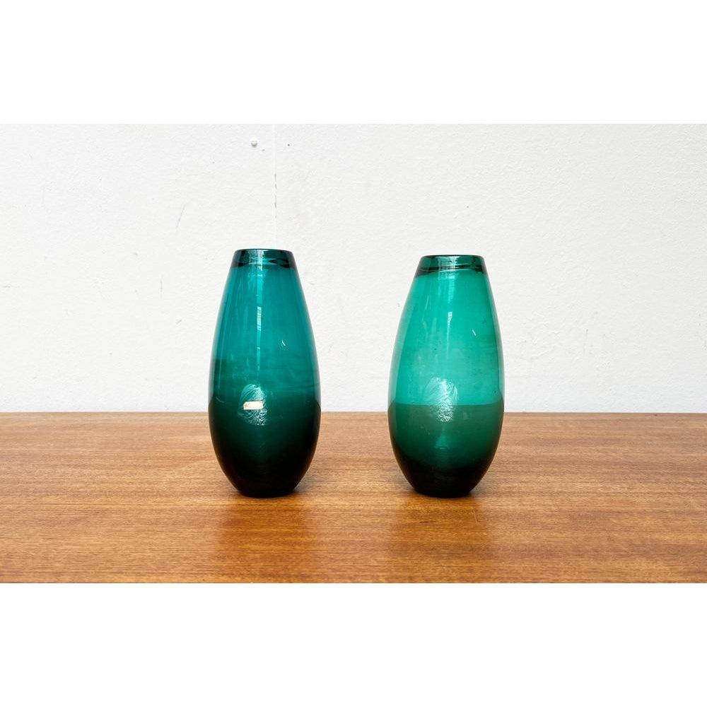 Mid-Century moderno Set di 2 vasi in vetro tedesco di metà secolo di Karl Friedrich Glas, anni '60 in vendita