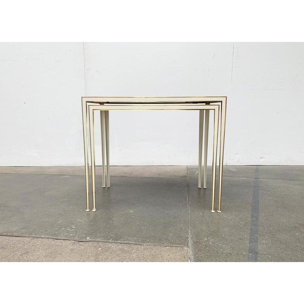 Set of 2 Mid-Century German Hollywood Regency Brass and Nesting Tables, 1960s For Sale 4