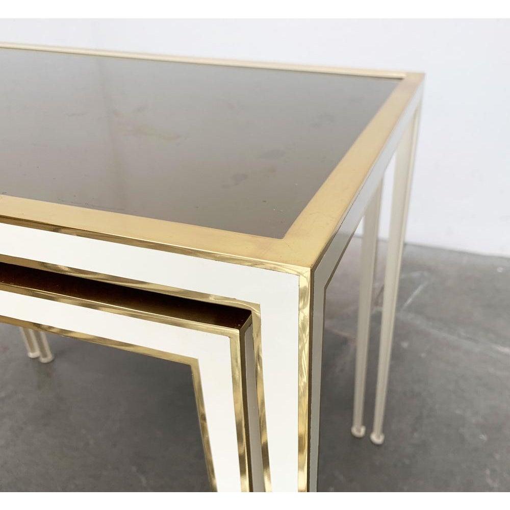 Set of 2 Mid-Century German Hollywood Regency Brass and Nesting Tables, 1960s For Sale 5