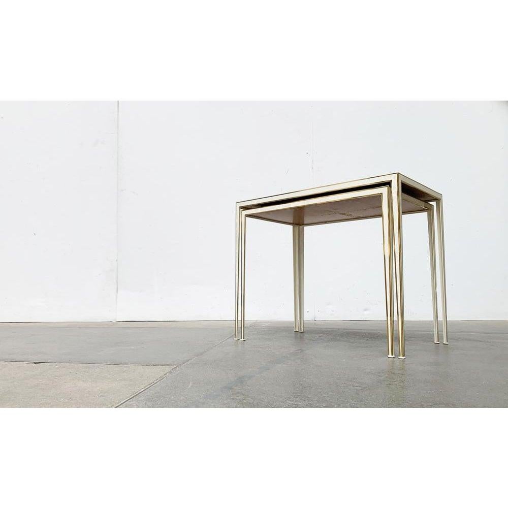 Set of 2 Mid-Century German Hollywood Regency Brass and Nesting Tables, 1960s In Excellent Condition For Sale In Hamburg, DE