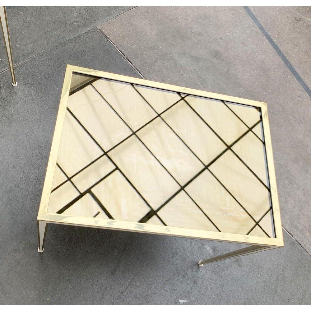 Metal Set of 2 Mid-Century German Hollywood Regency Brass and Nesting Tables, 1960s For Sale