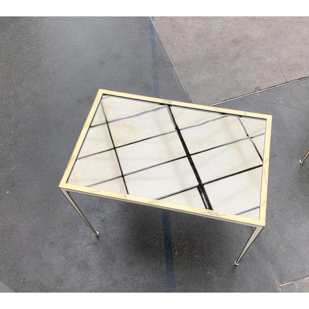 Set of 2 Mid-Century German Hollywood Regency Brass and Nesting Tables, 1960s For Sale 1