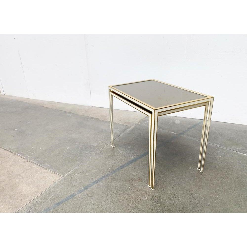 Set of 2 Mid-Century German Hollywood Regency Brass and Nesting Tables, 1960s For Sale 2