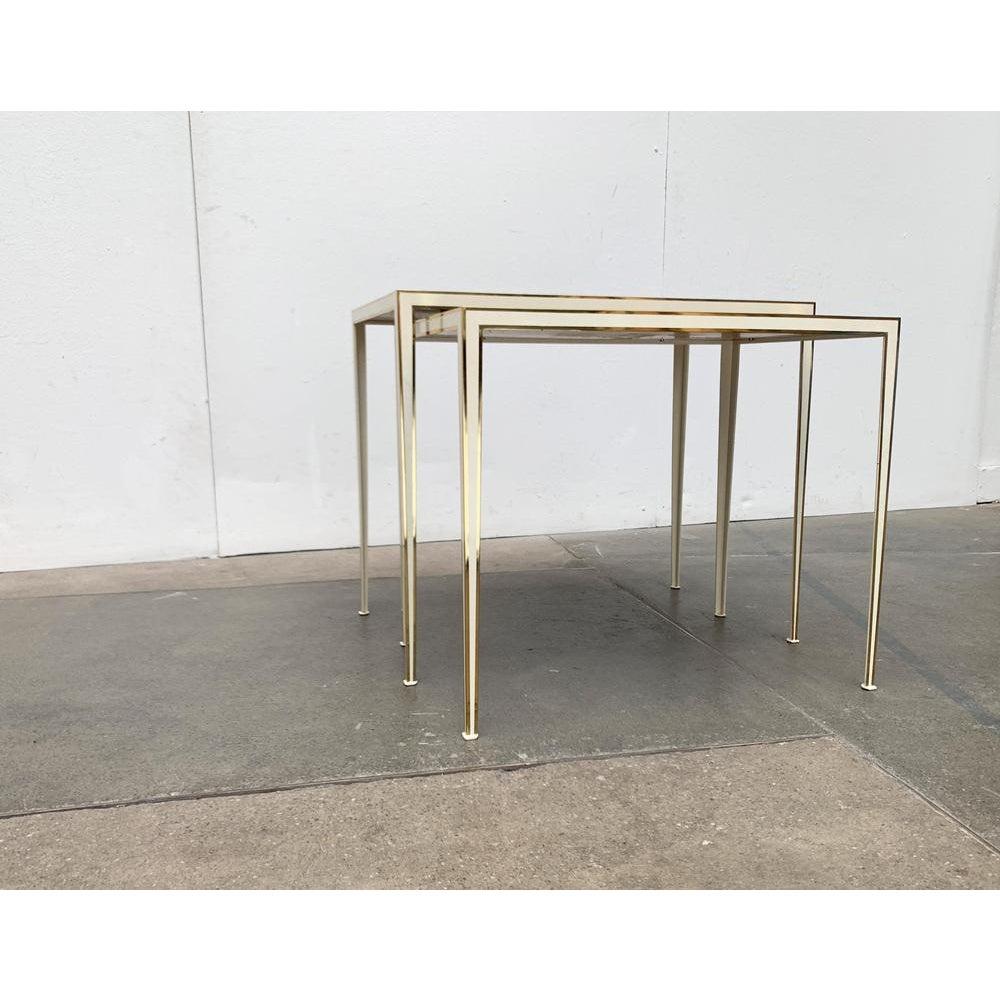 Set of 2 Mid-Century German Hollywood Regency Brass and Nesting Tables, 1960s For Sale 3