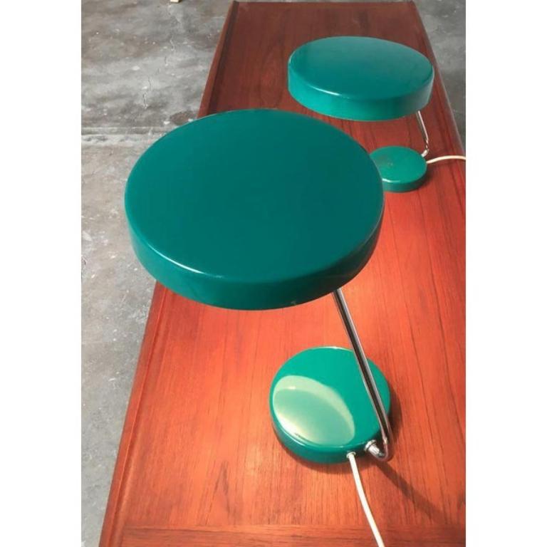 Metal Set of 2 Mid-Century German Minimalist 6658 Table Lamps, 1960s For Sale