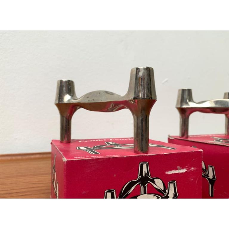 Juego de 2 candelabros apilables alemanes de mediados de siglo de BMF, años 60 en venta 3