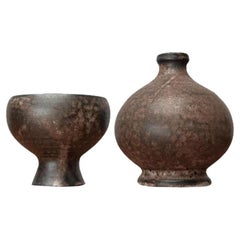 Juego de 2 jarrón y cuenco de Studio Pottery alemán de mediados de siglo de Monika Maetzel, años 60