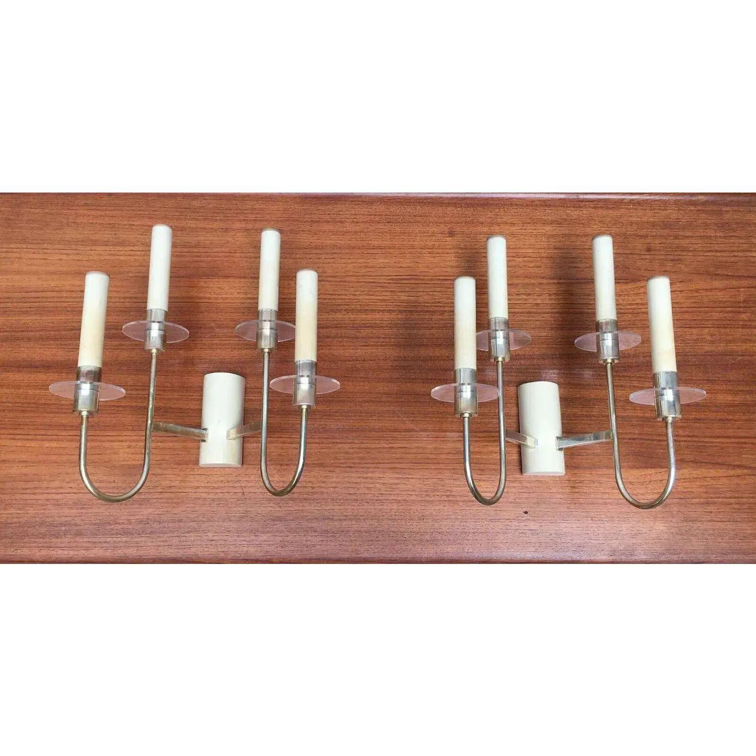 Tedesco Set di 2 lampade a lampadario da parete tedesche di metà secolo Hollywood Regency, anni '60 in vendita
