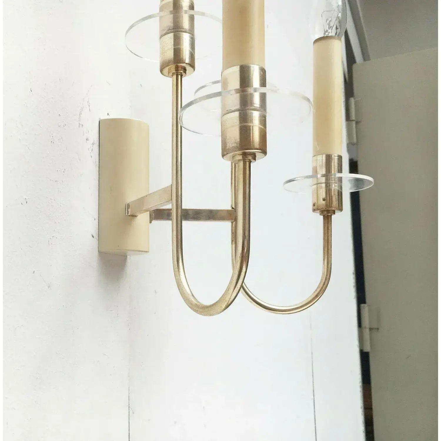 Metallo Set di 2 lampade a lampadario da parete tedesche di metà secolo Hollywood Regency, anni '60 in vendita
