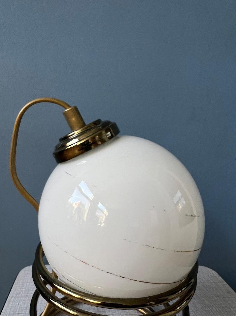 Set of 2 Mid Century Hollywood Regency with Opaline Glass Eyeball Table Lamps  For Sale 5